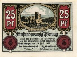 Német Birodalom/Weimari Köztársaság/Sulza 1921. 10Pf + 25Pf + 50Pf (2x) + 75Pf (2x) 6klf db, teljes ...