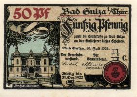 Német Birodalom/Weimari Köztársaság/Sulza 1921. 10Pf + 25Pf + 50Pf (2x) + 75Pf (2x) 6klf db, teljes ...