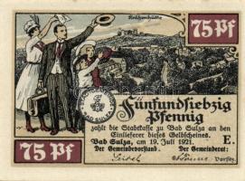 Német Birodalom/Weimari Köztársaság/Sulza 1921. 10Pf + 25Pf + 50Pf (2x) + 75Pf (2x) 6klf db, teljes ...