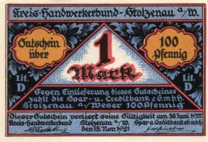 Német Birodalom/Weimari Köztársaság/Stolzenau 1921. 25Pf (3x) + 50Pf (3x) + 75Pf (3x) + 1M (3x) 12kl...
