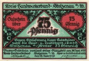 Német Birodalom/Weimari Köztársaság/Stolzenau 1921. 25Pf (3x) + 50Pf (3x) + 75Pf (3x) + 1M (3x) 12kl...