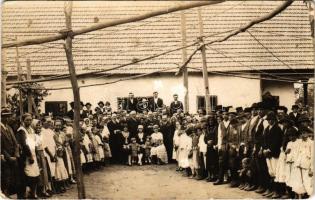 1930 Szamosdara, Dara (Szatmár); iskola szentelő ünnepség, Sárközi Lajos, Sziky Ádám, Kovács Gyula és Fehér Bertalan lelkészek / school dedication ceremony, pastors. photo (fa)