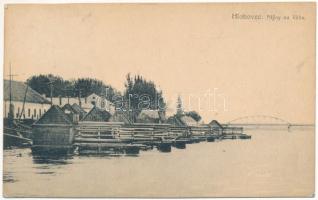 1920 Galgóc, Frasták, Hlohovec; Mlynky na Váhu / hajómalom a Vágon, híd / Váh river with floating ship mills (boat mills), bridge