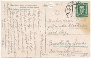 1922 Nyitrabánya, Handlová, Krickerhau; Bánya bejárata, iparvasút, bányászok a csillékben. Foto Maks...