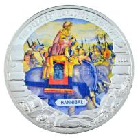 Libéria 2009. 5D ezüstözött Cu "Nagy Hadvezérek - Hannibál" multicolor festéssel, kapszulában T:PP Liberia 2009. 5 Dollars silvered Cu "The Greatest Warlords of History - Hannibal" with multicolor picture, in capsule C:PP