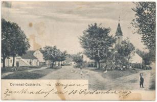 1907 Detrekőcsütörtök, Detrekeő-Csütörtök, Plavecky Stvrtok; Fő tér, templom. Wiesner Alfréd Nr. 67.a. / main square, church (fl)