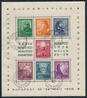 1938 Eucharisztikus blokk alkalmi bélyegzéssel (9.000)