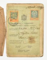 1926 Konstantinápolyi magyar követség által kiállított fényképes útlevél, hiányos borítóval, a magya...