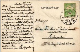 1915 Modor, Modra; Felső kapu, utca, Gebrüder Heszler üzlete. Laczkovich Róbert 460. / street, shop,...