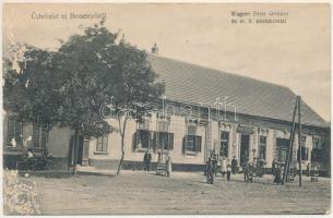 1909 Újbesenyő, Új Bessenyő, Besenova Noua, Dudestii Noi (Banat); Wagner Péter áruháza és m. kir. postahivatal, üzlet / shop, post office (felszíni sérülés / surface damage)