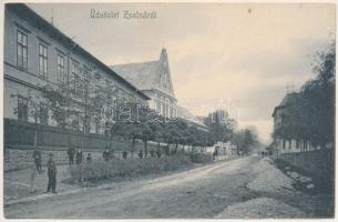 1906 Zsolna, Zilina; utca, polgári leány iskola. Biel és Jellinek kiadása / street, girl school (fl)