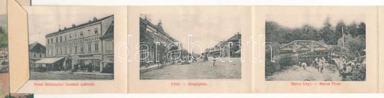 Szászrégen, Sächsisch-Regen, Reghin; W. Schebesch, leporellolap 10 képpel / leporellocard with 10 pi...