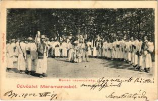 1902 Máramaros, Maramures; Román népmulatság. Berger Miksa kiadása / Romanian folk festival