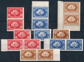 1949 UPU sor fogazott párokban ill. két szélén fogazatlan középen fogazott párokban + vágott sor (9.100)