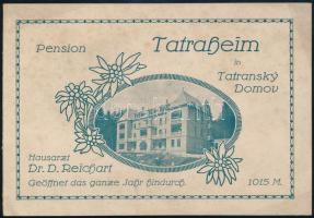 cca 1920-30 Pension Tatraheim in Tatransky Domov, képes ismertető prospektus, német nyelven, 4 sztl. oldal, kissé foltos borítóval