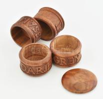 Angol teafű tartó "oszlop", 4 részes, faragott fa, m: 18 cm