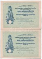 1927. Mándok "Mándoki Takarékpénztár Részvénytársaság" tíz részvénye egyenként 20P-ről, összesen 200P-ről (2x) sorszámkövetők T:XF,VF foltok
