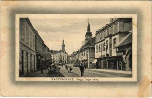 1913 Nagyszombat, Tyrnau, Trnava; Nagy Lajos utca, Weisz Adolf és Lázár üzlete / street, shops (EK)