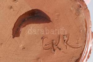 Kerámia juhász persely. Jelzett, kis mázkopással, m: 13,5 cm