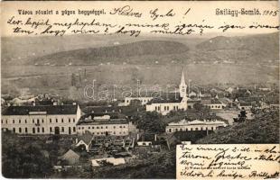 1905 Szilágysomlyó, Simleu Silvaniei; Város részlet a púpos hegységgel. Ifj. Weisz Ignác kiadása / general view (EK)