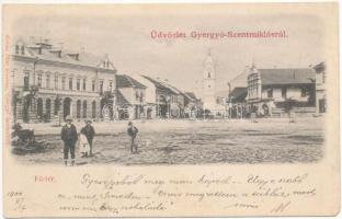 1900 Gyergyószentmiklós, Gheorgheni; Fő tér. Kricsa Péter kiadása / main square (EM)