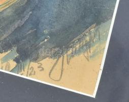 Olvashatatlan jelzéssel: Iglói géppuskás (I. világháborús magyar katona kitüntetésekkel). Akvarell, ...