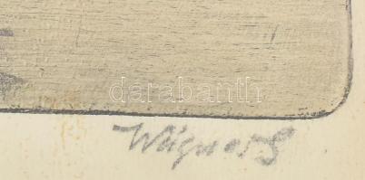 Wagner Géza (1879-1939): Strassburg. Rézkarc, papír, jelzett, foltos, üvegezett fakeretben, 20,5×16,...