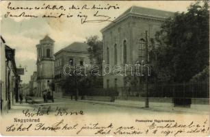 1906 Nagyvárad, Oradea; Premontrei főgimnázium, Szabó Ferenc üzlete. Sebő Imre kiadása / school, shop (EK)