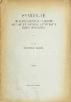 Justinus Budó: Symbolae ad supplementum glossarii mediae et infimae latinitatis Regni Hungariae. Bp., 1909, Typis Armini Fritz, 22 p. Latin nyelven. Kiadói papírkötés.