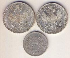 Ausztria 1861. 1Fl Ag (2x) T:2 + 1905. 1K Ag T:3