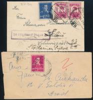 1943-1944 2 db liliputi levél, az egyik 13 CENZURAT SIBIU 13 cenzúrabélyegzéssel