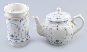 Villeroy & Boch búzavirág mintás teázó szett, kis sérülésekkel, m: 13 cm alatt