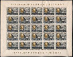 1947 Roosevelt 70+70f teljes ív (56.250) (fogelválások, ráncok / aparted perf, creases)
