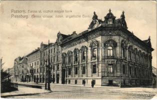 1906 Pozsony, Pressburg, Bratislava; Baross út, Osztrák-magyar bank. Bediene dich allein / street, Austro-Hungarian bank (EK)