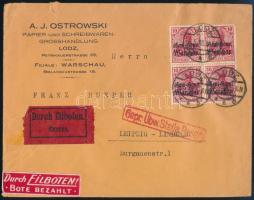 Lengyelország 1918 Expressz levél Varsóból Leipzigbe / Poland 1918 Express cover from Warsaw to Leipzig