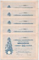 Mándok 1927. "Mándoki Takarékpénztár Részvénytársaság" részvénye 20P-ről (5x) sorszámkövetők, szárazpecséttel, szelvényekkel T:XF