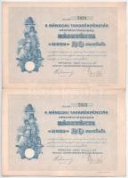 Mándok 1927. "Mándoki Takarékpénztár Részvénytársaság" részvénye 20P-ről (5x) sorszámkövet...