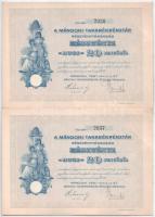 Mándok 1927. "Mándoki Takarékpénztár Részvénytársaság" részvénye 20P-ről (5x) sorszámkövet...