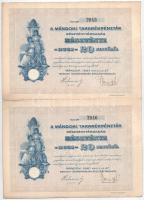 Mándok 1927. "Mándoki Takarékpénztár Részvénytársaság" részvénye 20P-ről (4x) sorszámkövet...