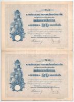 Mándok 1927. "Mándoki Takarékpénztár Részvénytársaság" részvénye 20P-ről (4x) sorszámkövet...