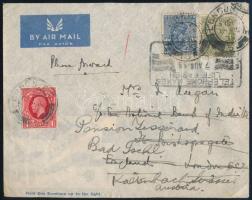 1935 Légi levél 2 bélyeggel Londonba, majd 1P bérmentesítéssel Ausztriába továbbítva / Airmail cover with 2 stamps to London, redirected with 1P franking to Austria