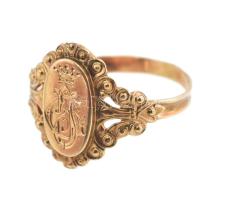 14K antik arany (Au) gyűrű nemesi monogrammal, j.n. 1,65 g m : 57