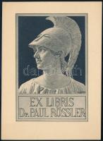 Georg Schwenk (?-?): Ex libris Dr. Paul Rössler, klisé, papír, jelzett, 12×8 cm