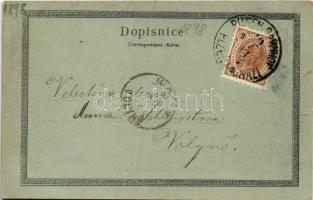 1898 (Vorläufer) Plzen, Pilsen; C.k. posta, Námestí, Templ, Sokolovna, Kopeckého sady / post office,...