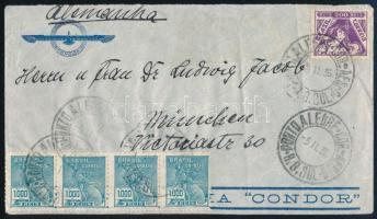 1936 Légi levél 5 db bélyeggel Münchenbe / Airmail cover to München