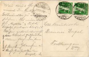 1925 Baden, Goldwändler, Hotel und Bäder a.d. Limmat. X. Höchli-Frey / Drunk man in hot air balloon ...