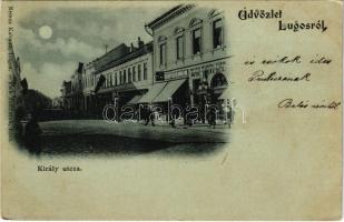 1899 (Vorläufer) Lugos, Lugoj; Király utca, üzletek. Nemes Kálmán kiadása / street view, shops (EK)