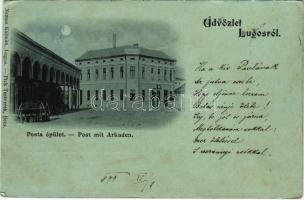 1899 (Vorläufer) Lugos, Lugoj; Posta. Nemes Kálmán kiadása / Post mit Arkaden / post office (EK)