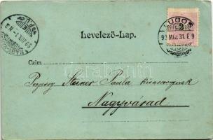 1899 (Vorläufer) Lugos, Lugoj; Posta. Nemes Kálmán kiadása / Post mit Arkaden / post office (EK)