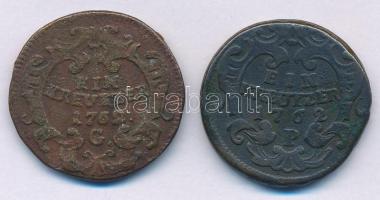 Ausztria 1762G 1kr Cu "Mária Terézia" Graz + Csehország / Történelmi tartomány 1762P 1kr C...